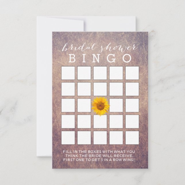 Cartes de Bingo Fête de l'mariée Sunflower Classé (Devant)
