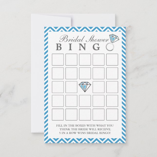 Cartes de Bingo Fête des mariées Blue Chevron (Devant)