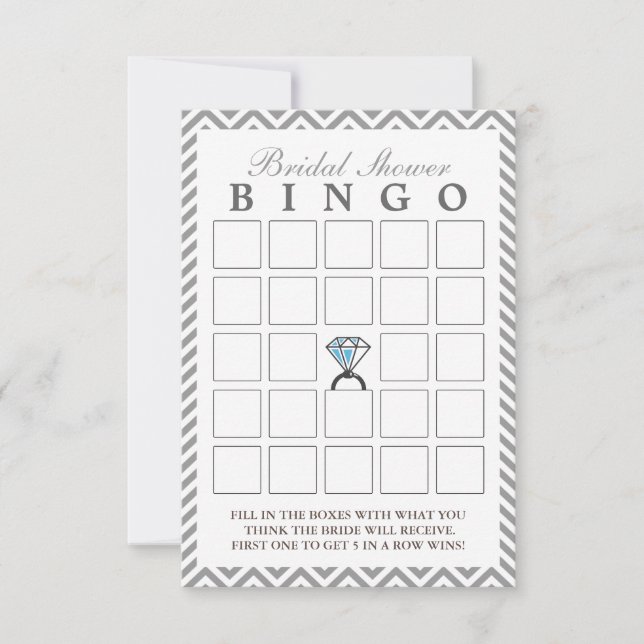 Cartes de bingo nuptiales Zigzag en argent (Devant)