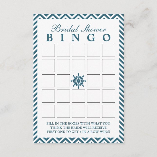 Cartes de Bingo pour Baby Shower Thème Gouvernail  (Devant)