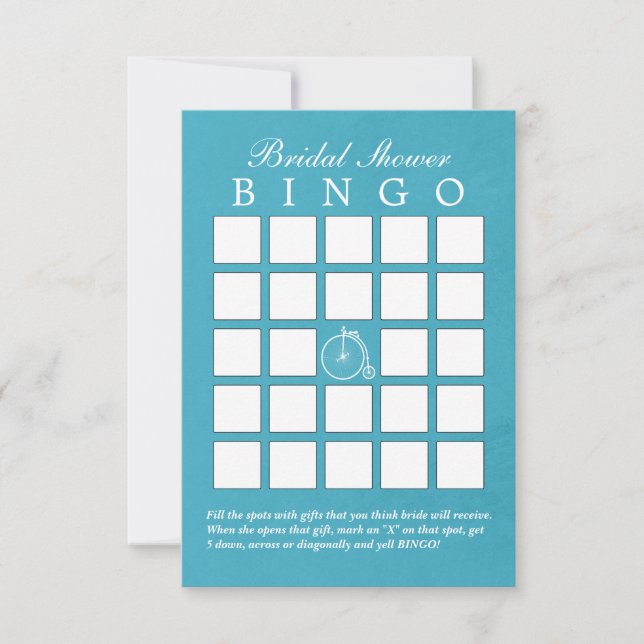 Cartes de Bingo pour la Mariée Thème Vélo Ancien B (Devant)