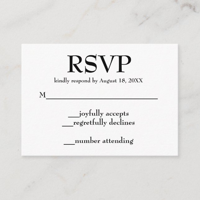 Cartes de boîtier Mariage RSVP simples (Devant)