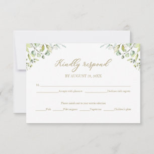 Cartes de boîtier RSVP Gold Greenery Wedding