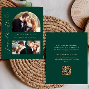 Cartes de Budget Photo Arche Émeraude Or QR Enregi