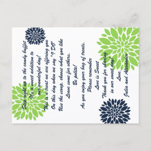 Cartes de Buffet de Bonbons Floral Navy et Vert Él