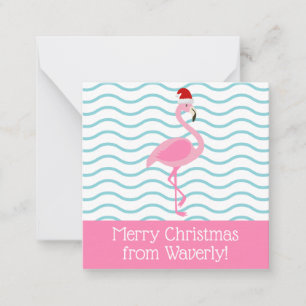 Cartes de cadeaux de Noël Santa Pink Flamingo