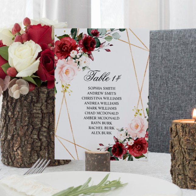 Cartes de carte de Mariage Rose Blush & Burgundy (Créateur téléchargé)