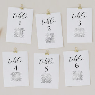 Cartes de carte de sièges design de calligraphie é