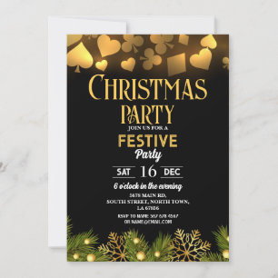 Cartes de casino de Noël Or Noir Festives