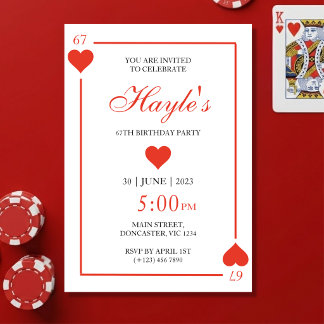 Cartes de casino Reine de Cœur 67e Anniversaire