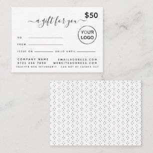 Cartes de certificat cadeau de script simple