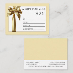 Cartes de certificat-cadeau Gold Ribbon