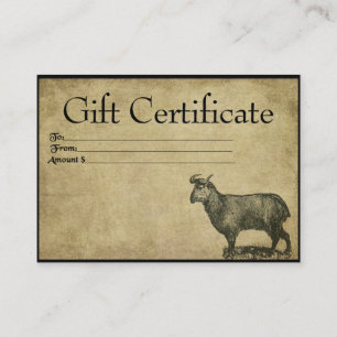 Cartes de certificat-cadeau Ol' Goat-Prim