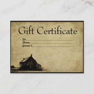 Cartes de certificats-cadeaux Old Homestead-Prim