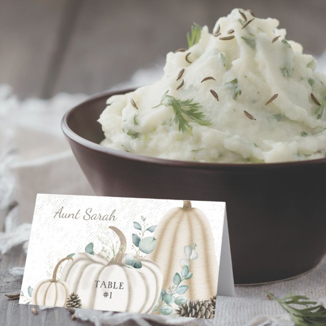 Cartes de Citrouille Vintage Rustic Fall Farmhouse (Elegant Rustic Farmhouse Theme Place Cards with Table Number for Fall Thanksgiving Dinner Party)