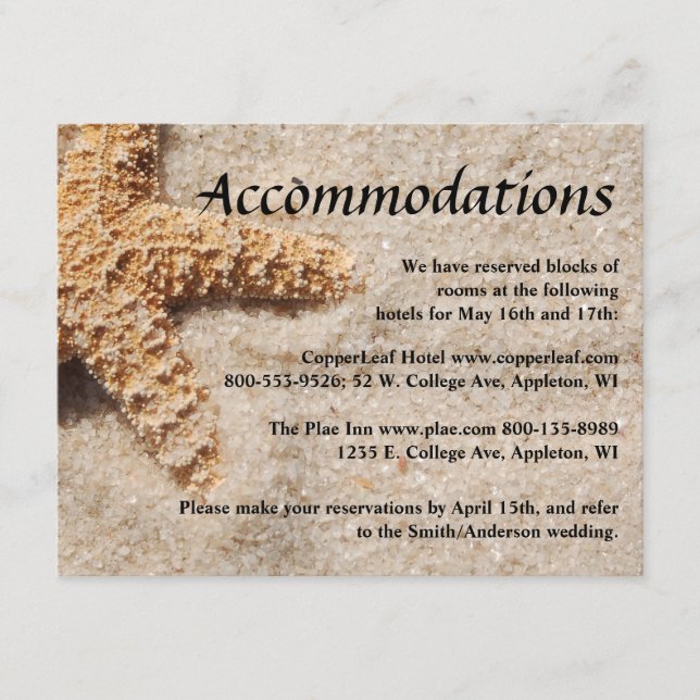 Cartes de clôture de mariage sur la plage - Starfi (Devant)