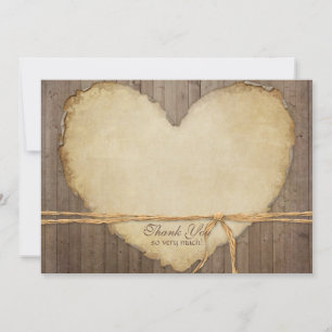 Cartes de clôture en bois rustique Coeur Merci Not