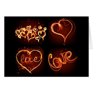 Cartes de coeur d'amour flamboyantes