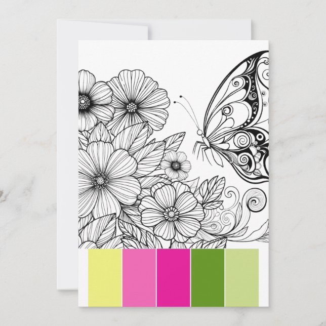 Cartes De Colorage Printemps Pour Papillon Adulte (Devant)