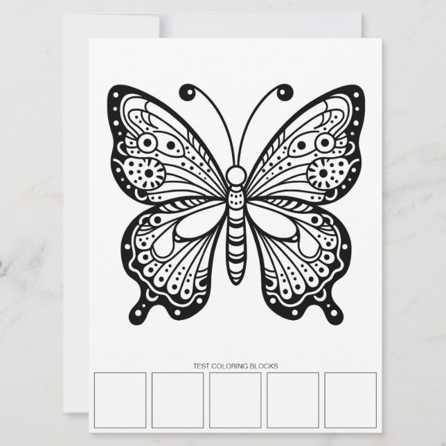 Cartes de coloriage pour adultes papillon (Devant)