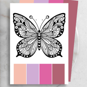 Cartes de coloriage pour adultes papillon et systè