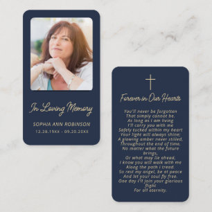 Cartes de condoléances funéraires or bleu pour la