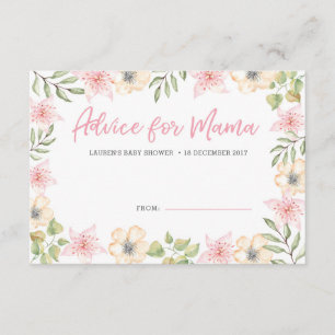 Cartes de conseil baby shower   Fleur rose blanche
