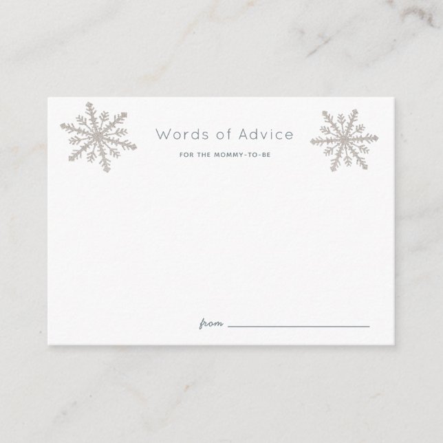 Cartes de conseil Baby shower Silver Snowflakes (Devant)