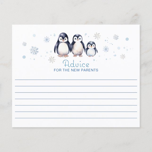 Cartes de conseil en Baby shower de pingouin - Hiv (Devant)