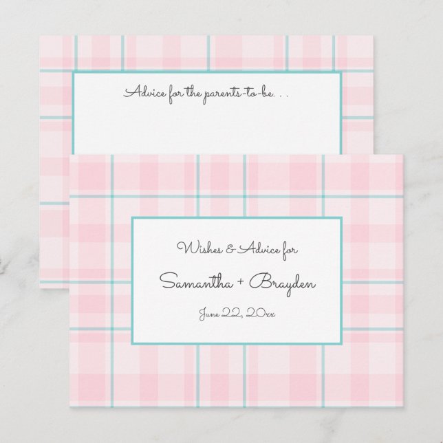Cartes de conseil en Baby shower Turquoise rose (Devant / Derrière)