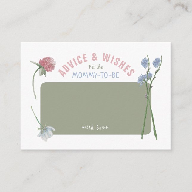 Cartes de conseil en fleurs sauvages de couleur pa (Devant)