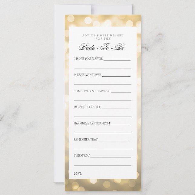 Cartes de conseil Fête de l'mariée Gold Parties sc (Devant)