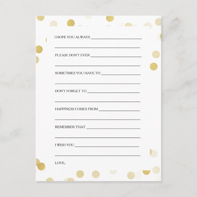 Cartes de conseil Fête des mariées Faux Gold Foil  (Devant)