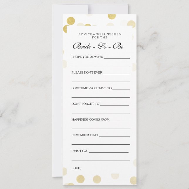Cartes de conseil Fête des mariées Faux Gold Foil  (Devant)