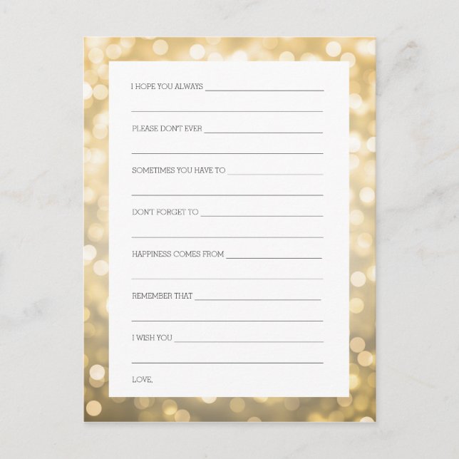 Cartes de conseil Fête des mariées Gold Parties sc (Devant)