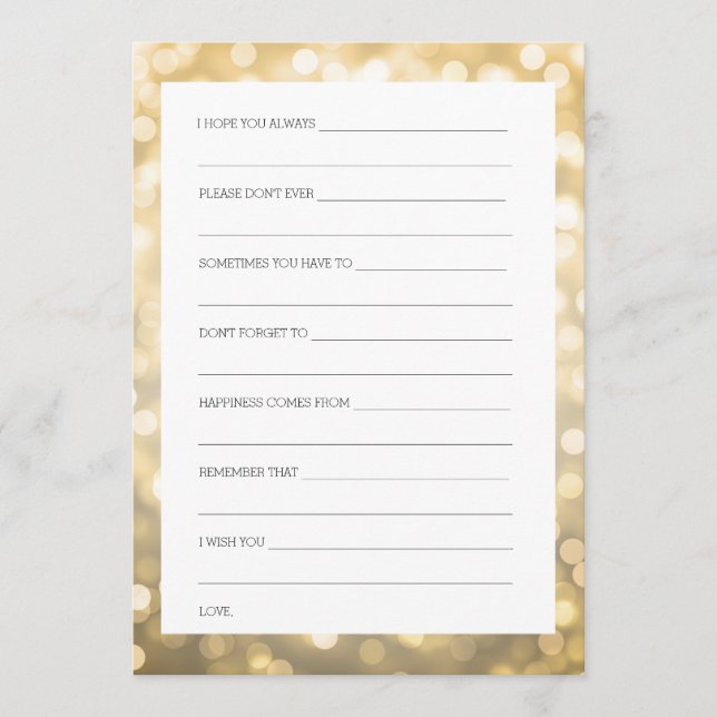 Cartes de conseil Fête des mariées Gold Parties sc (Devant)