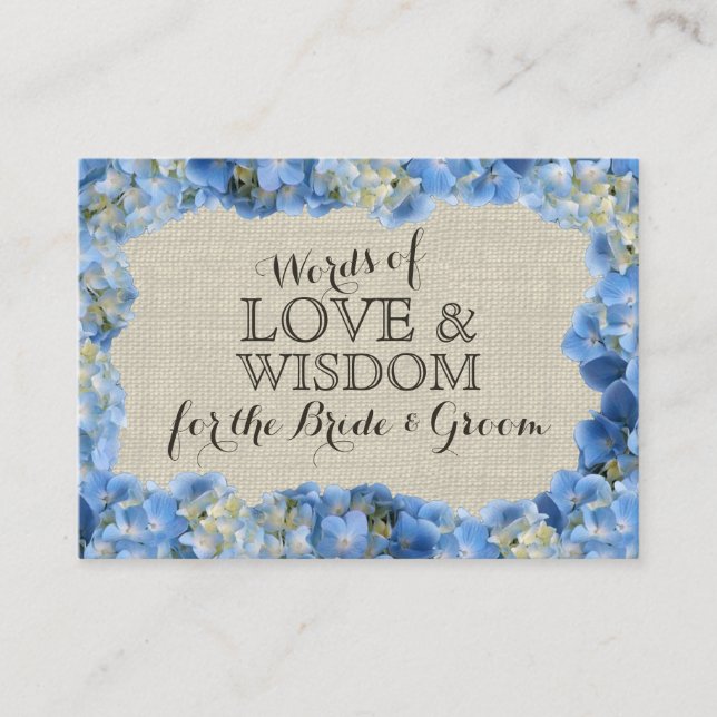 Cartes de conseil Hydrangea et Burlap (Devant)