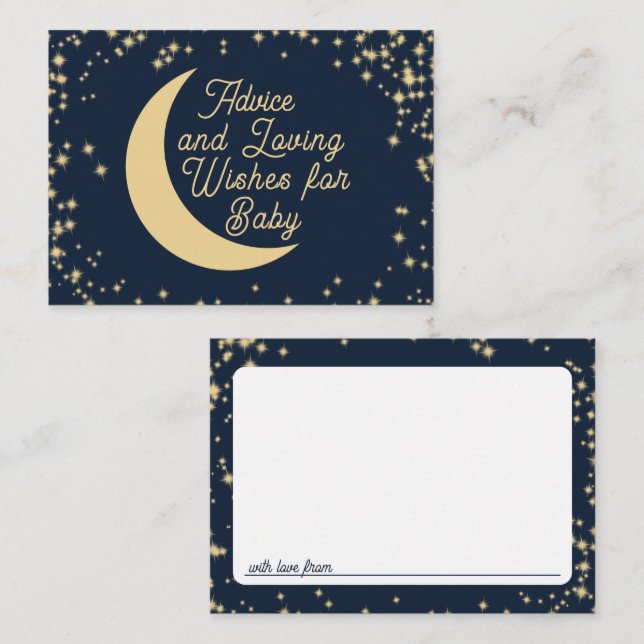 Cartes de conseil Lune et étoiles pour bébé (Devant / Derrière)