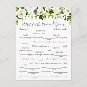 Cartes de conseil Mariage à fleurs blanches avec v