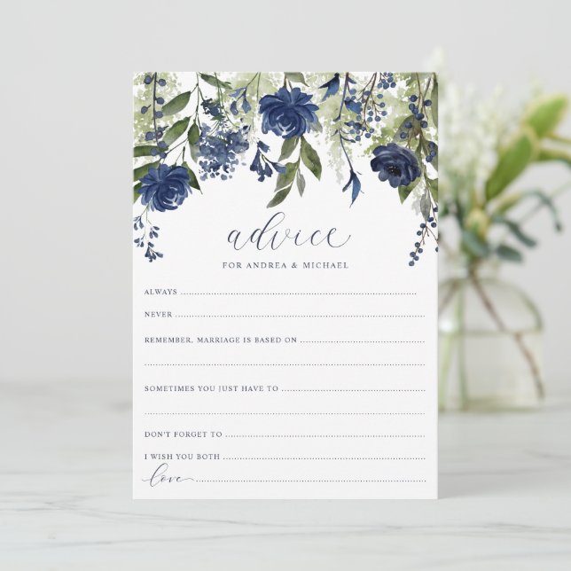 Cartes de conseil mariage Marine Fleur sauvage ble (Debout devant)