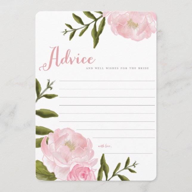 Cartes de conseil pour Mariage floral romantique (Devant)