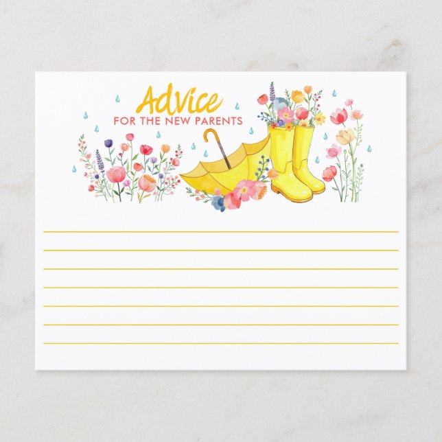 Cartes de conseil sur le Baby shower floral de pri (Devant)