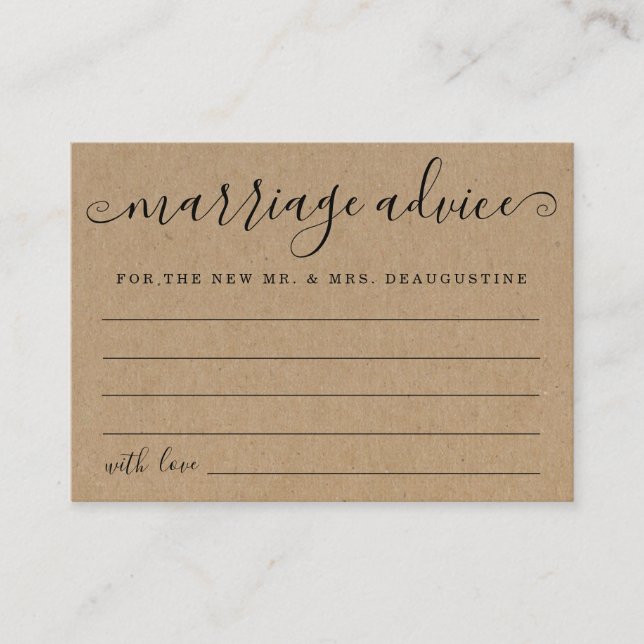 Cartes de conseil sur le mariage personnalisées -  (Devant)