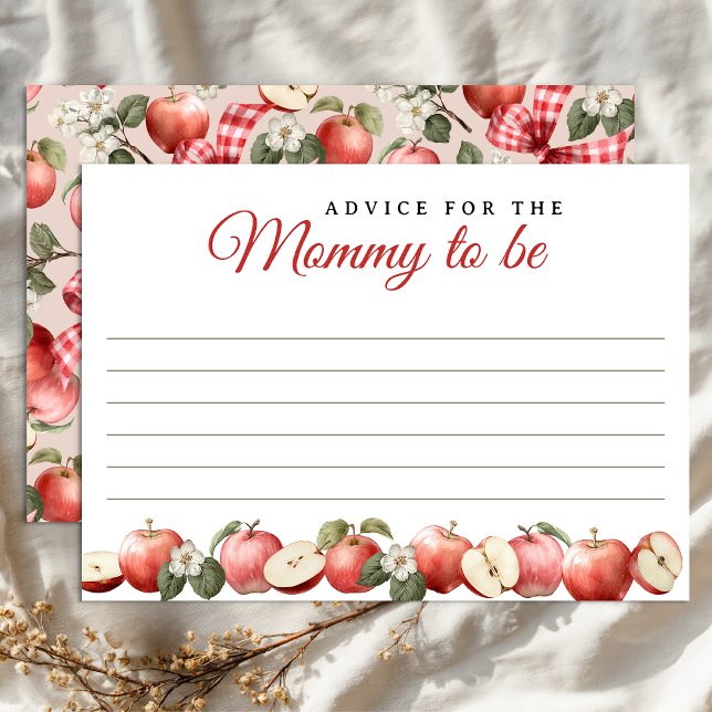 Cartes de conseils de Baby shower Rustique Apple p (Mommy to be card)