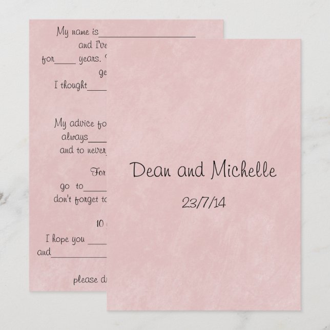 Cartes de conseils de mariage amusants (Devant / Derrière)