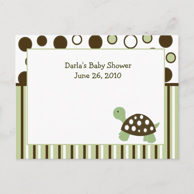 Cartes de conseils pour Baby shower de tortue vert (Devant)