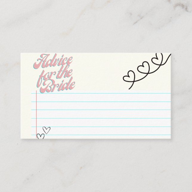 Cartes de conseils pour la mariée (Devant)