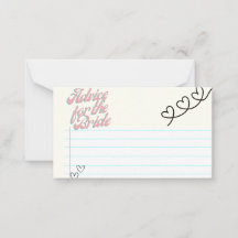 Cartes de conseils pour la mariée