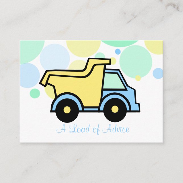 Cartes de conseils pour le Baby shower de camion d (Devant)