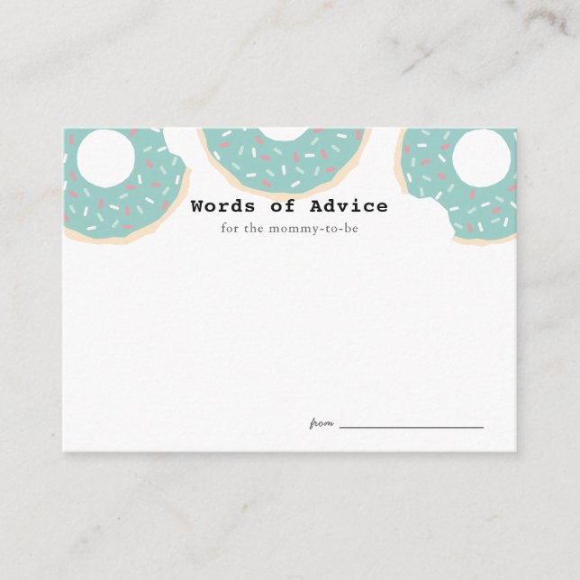 Cartes de conseils pour le Baby shower de Donut ve (Devant)